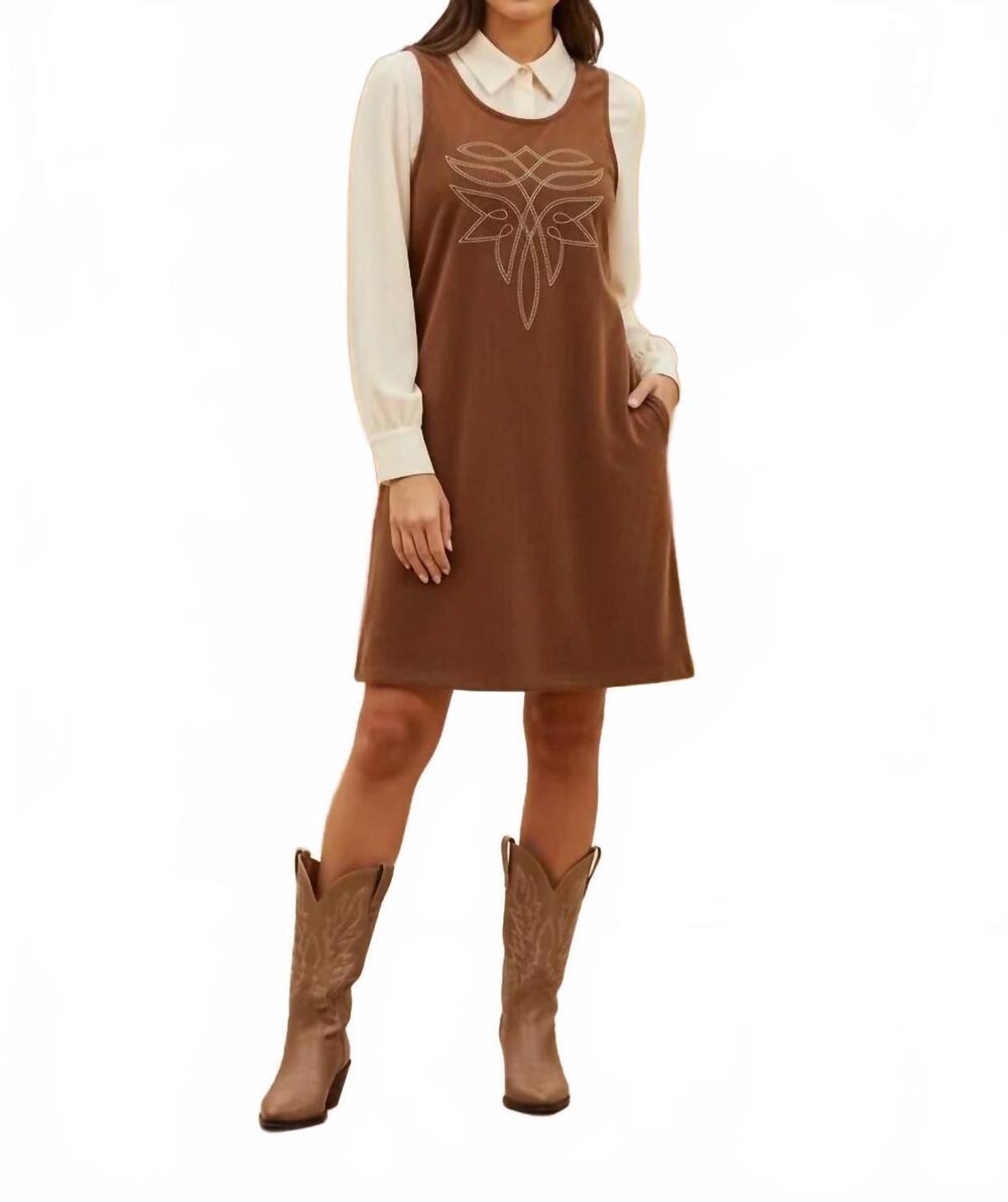 NEW TURQUOISE HAVEN front stitch dress in brown